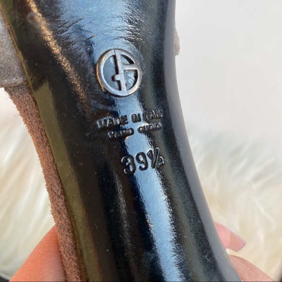 GIORGIO ARMANI • Peep toe suede heels - Picture 5 of 6